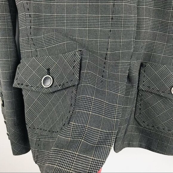 Nicole  Benisti Gray Plaid Single Breasted blazer Jacket women size  6 - Picture 14 of 14